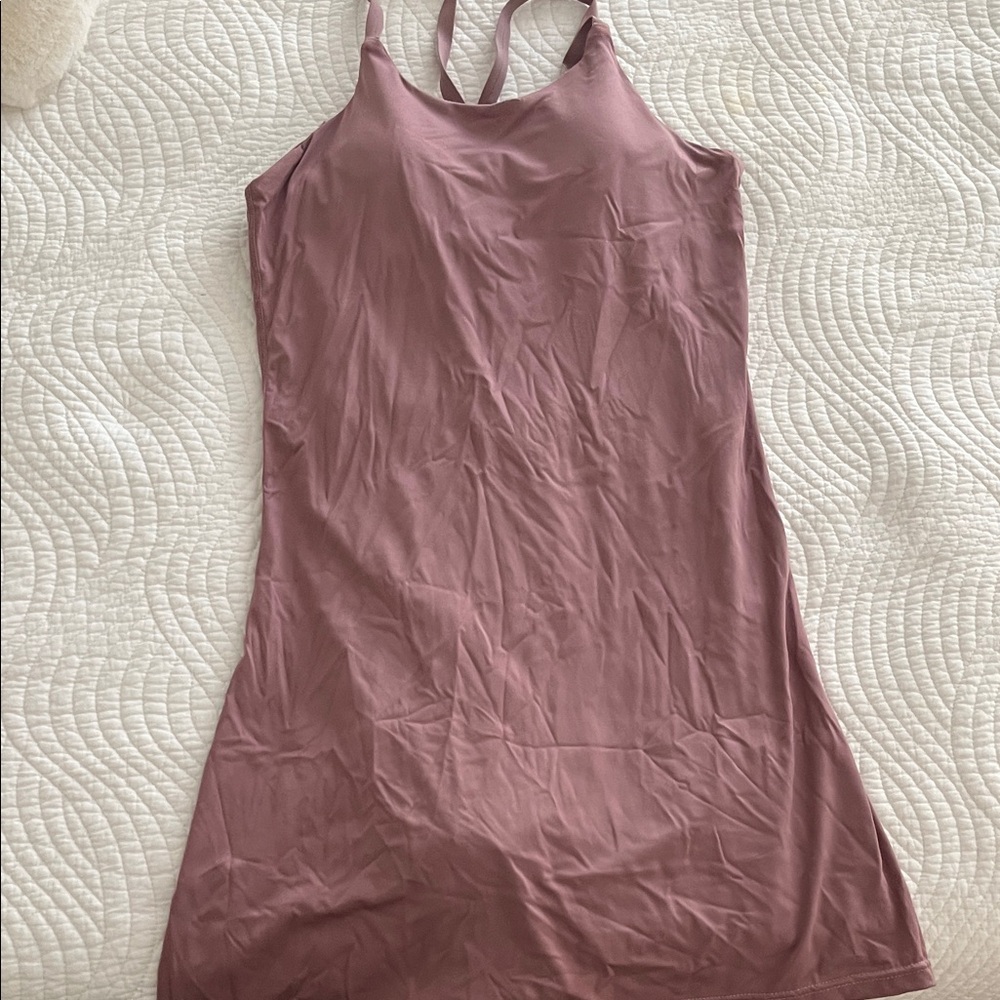 Mauve workout style dress with padded bra and built in spandex